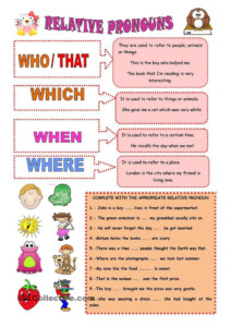 Relative Adverbs And Pronouns Worksheets - AdverbWorksheets.net