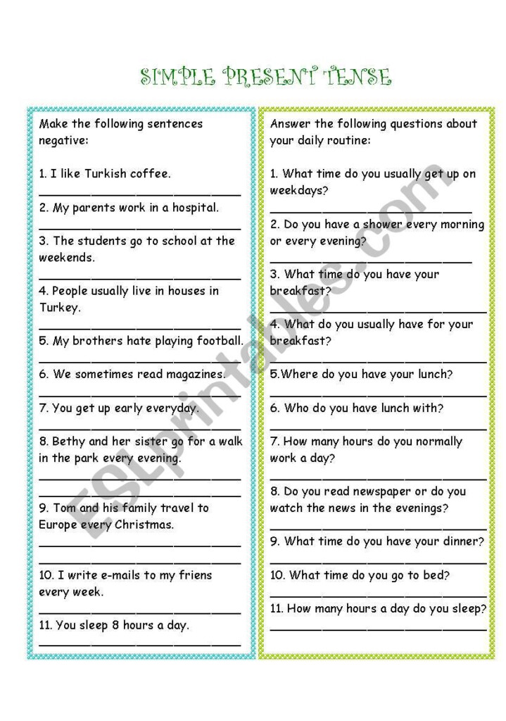 Simple Present Tense question And Negative ESL Worksheet By Bburcu