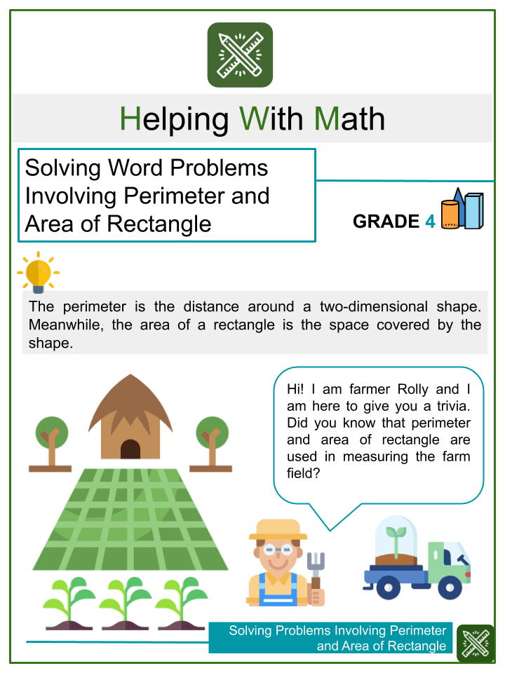 Solving Word Problems Involving Perimeter Area Of Rectangle Worksheets