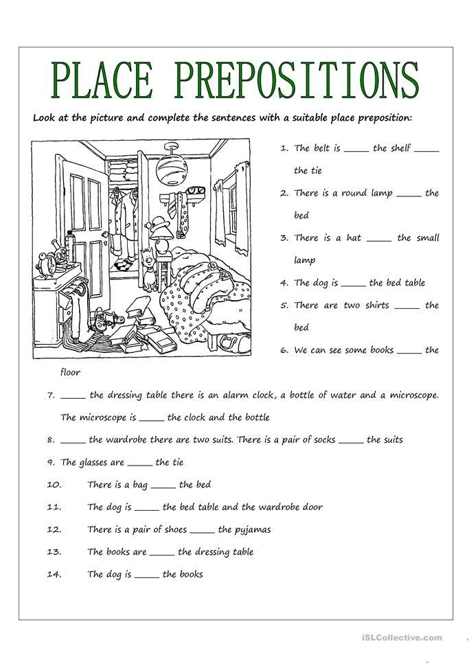 Spanish Prepositions Of Place Worksheet Places Worksheet Preposition 