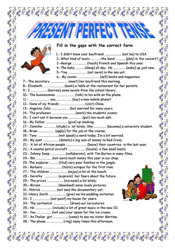 Students Can Practice This Tense ESL Worksheets Present Perfect 