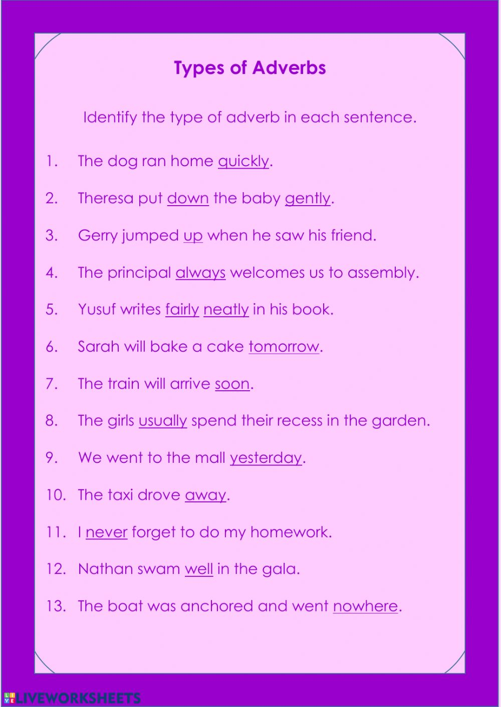 Adverbs Worksheet Grade 8 Pdf