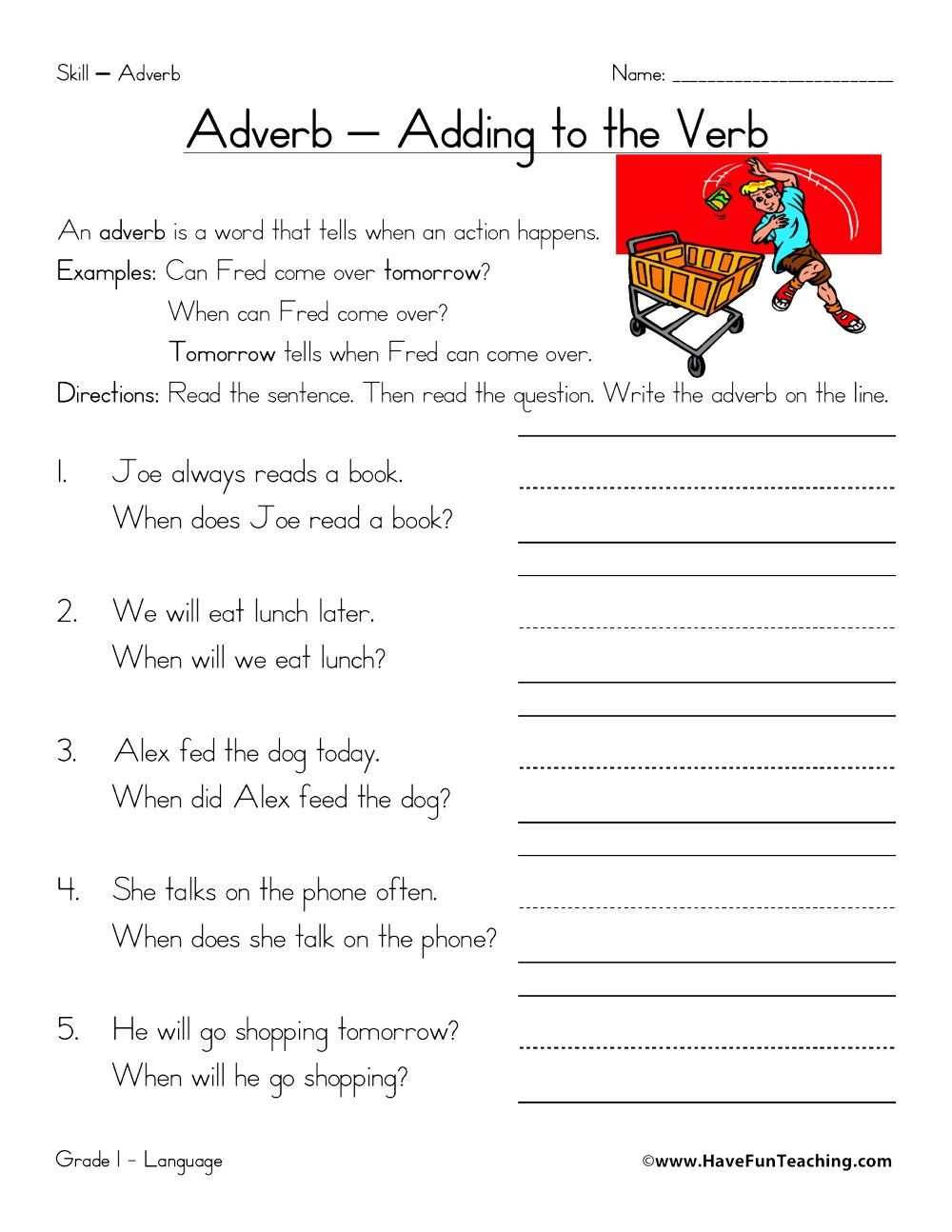 Using This When Adverbs Worksheet Students Write Adverbs To Describe