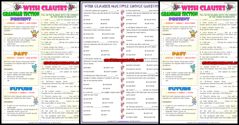 Wish Clauses ESL Printable Worksheets And Exercises