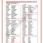 WORD FORMATION 2 ADJECTIVES FROM VERBS AND NOUNS Nouns And Adjectives