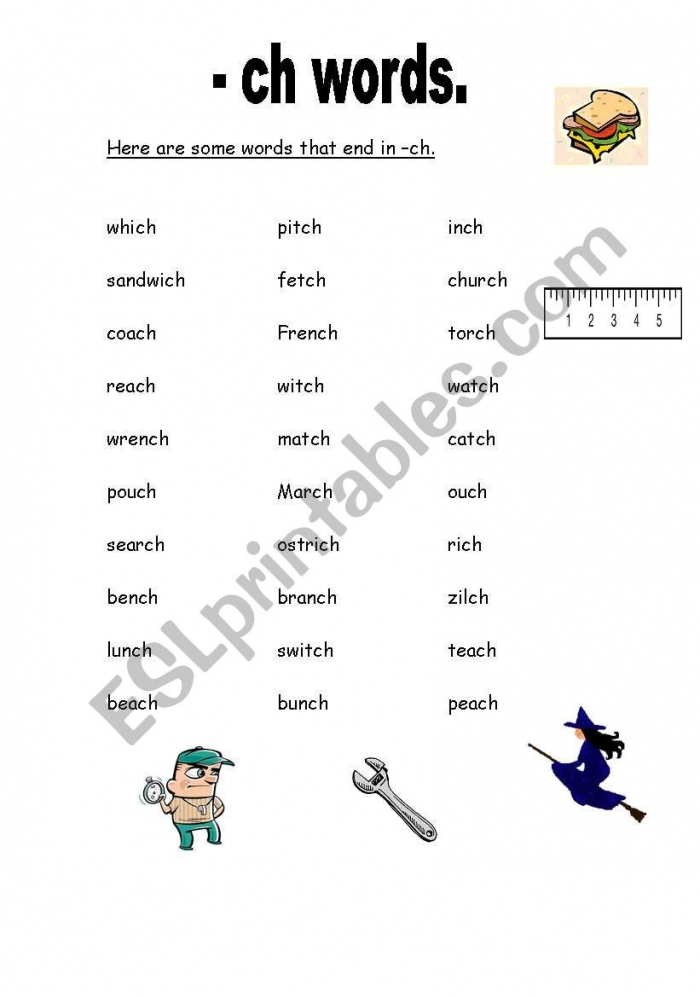 Words Ending In Ch Worksheets 99Worksheets